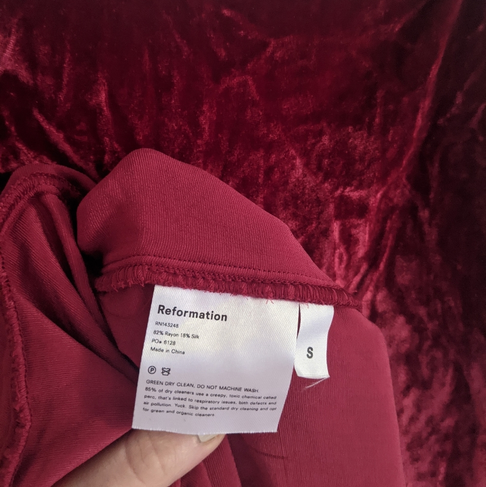 Reformation Ariana Crimson Velvet Midi NWT S - Picture 7 of 7